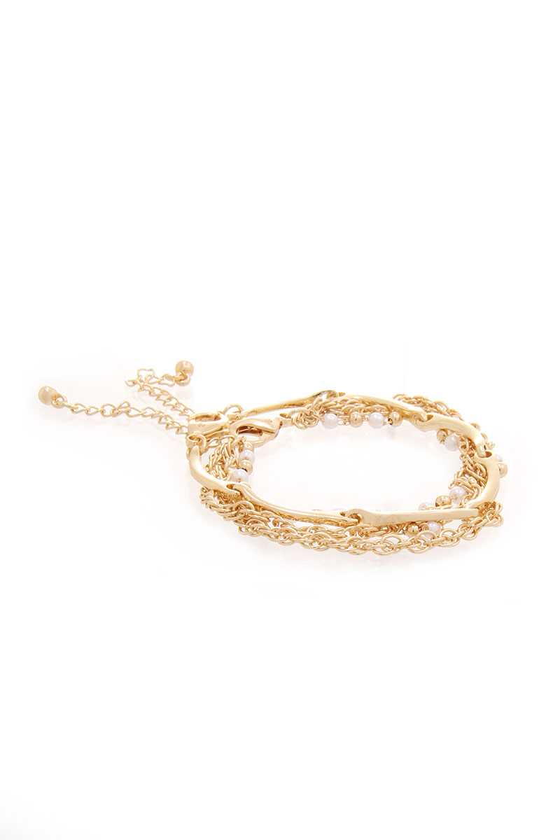 Pearl Point Multi Layered Chain Bracelet