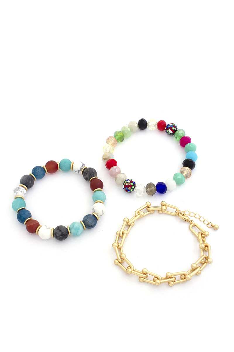 U Link Stone Beaded Bracelet Set.