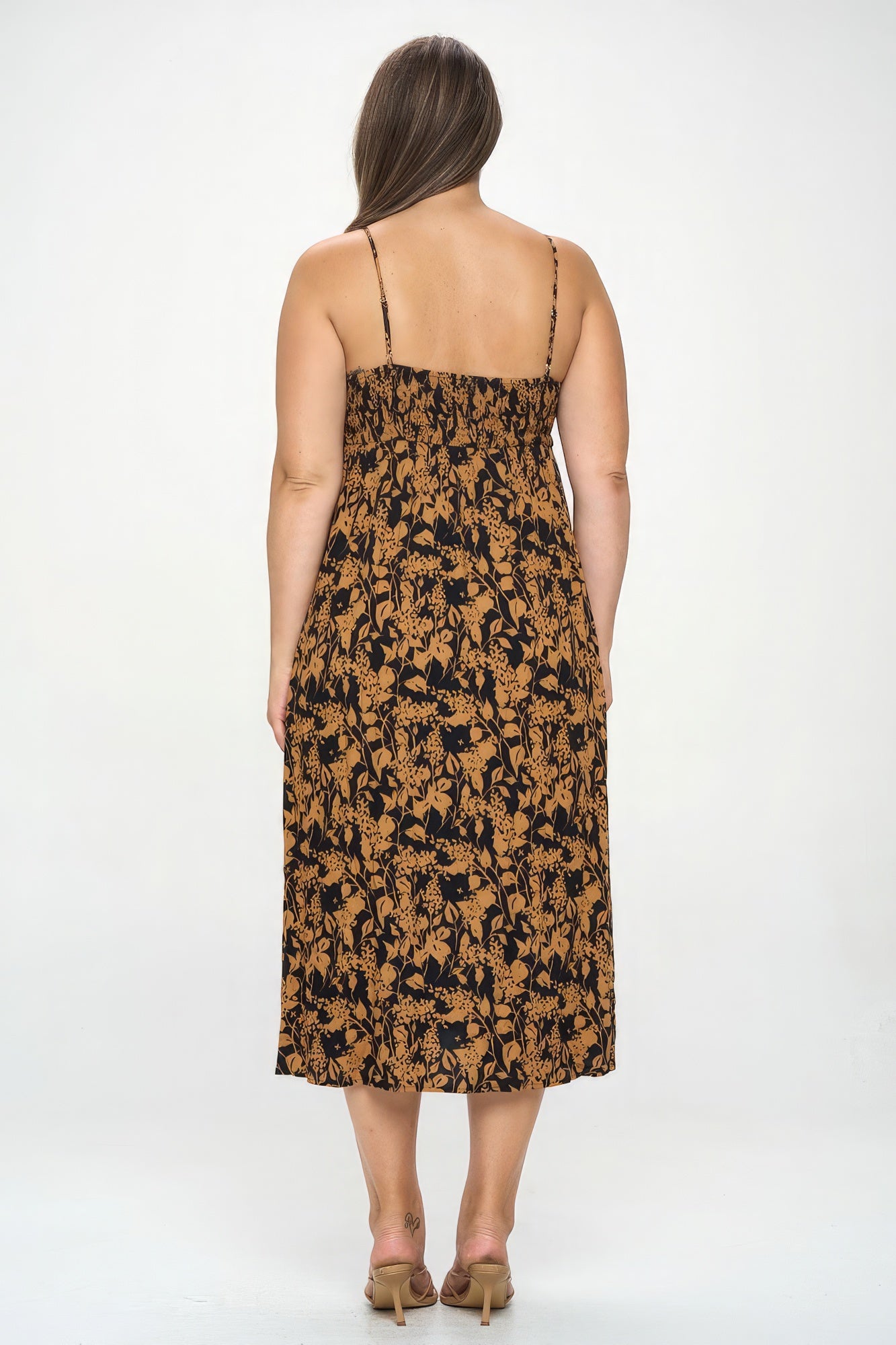 Plus Botanical Print Front Tie Maxi Dress